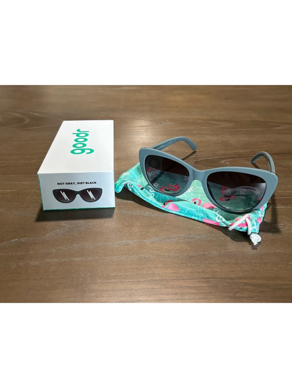 Goodr Sunglasses Not Gray Diet Black Gray Blue Cat Eye Polarized